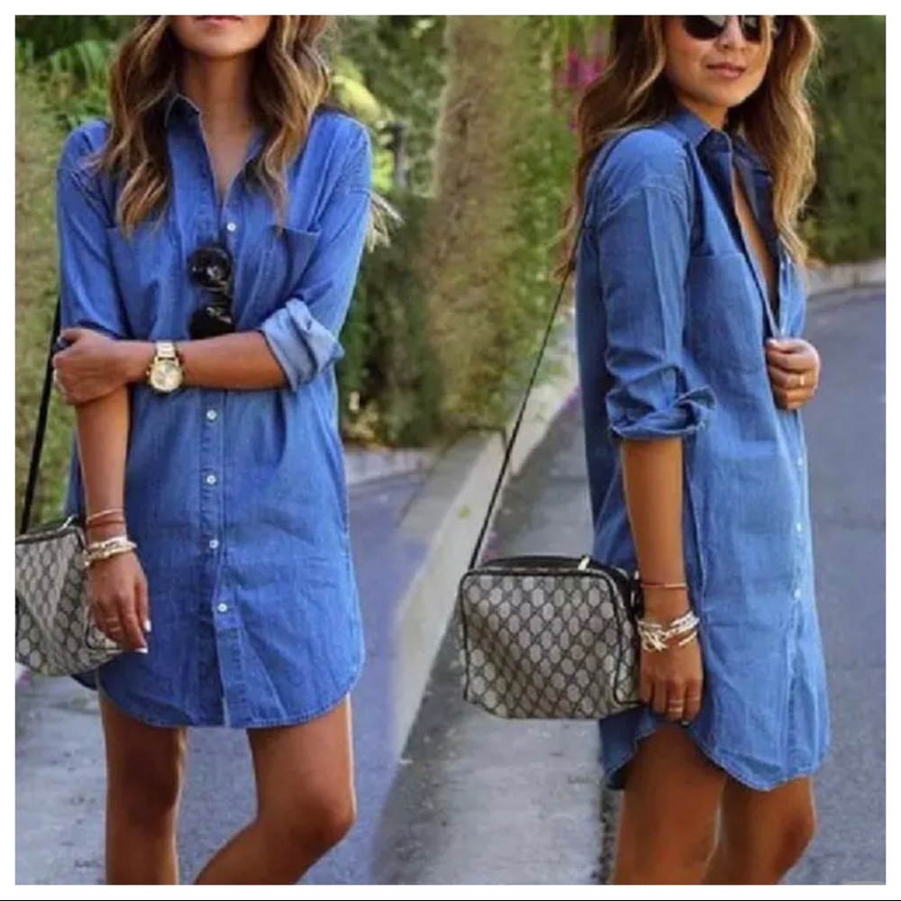 MADE IN ITALY JEAN SHIRT DRESS - Picture 2 of 8